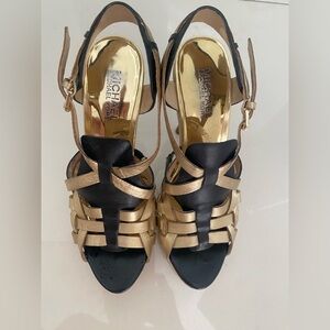 Michael Kors Black and Gold Strappy Heels
